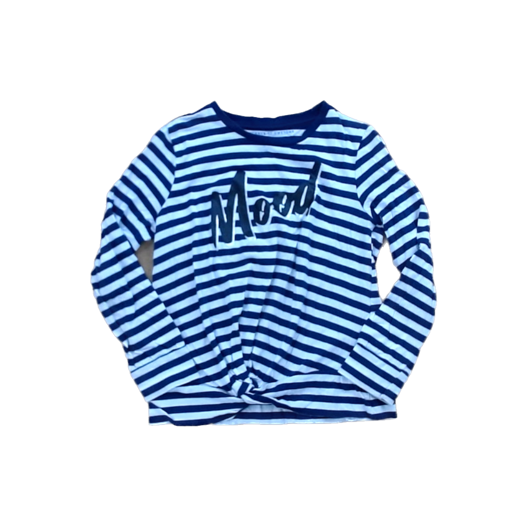 Rockets Of Awesome Girls Navy and White Stripes | MOOD Long Sleeve T-Shirt Size: 7 - 12 Years Navy and White Stripes | MOOD