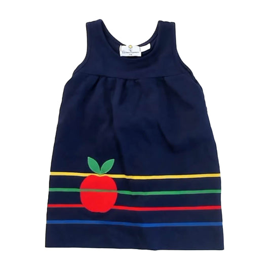Florence Eisemen Girls Navy Apple Dress Size: 4T Navy Apple