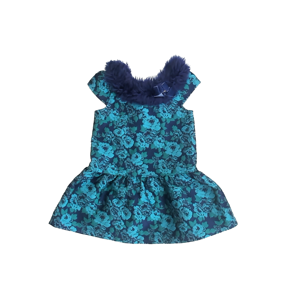 Janie and Jack Girls Navy | Aqua Special Occasion Dress Size: 3T Navy | Aqua