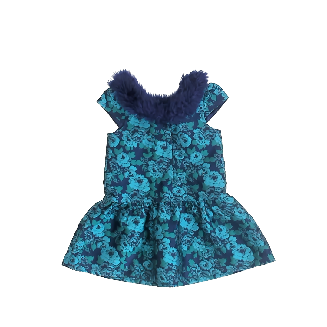 Janie and Jack Girls Navy | Aqua Special Occasion Dress Size: 3T Navy | Aqua