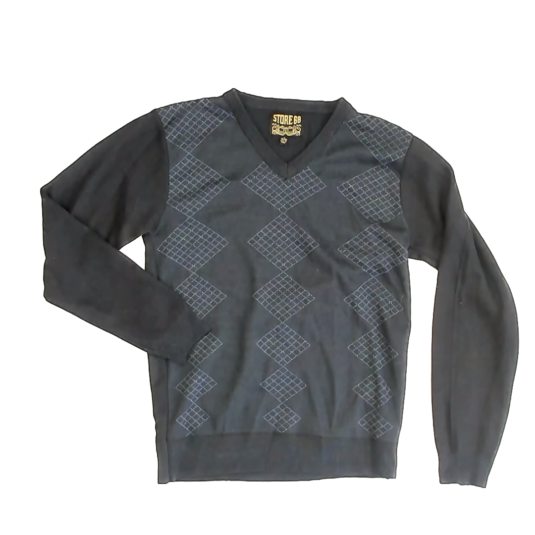Store 68 Boys Navy Argyle Sweater Size: L (16/18) Navy Argyle