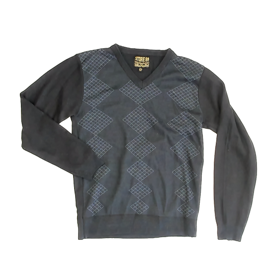 Store 68 Boys Navy Argyle Sweater Size: L (16/18) Navy Argyle