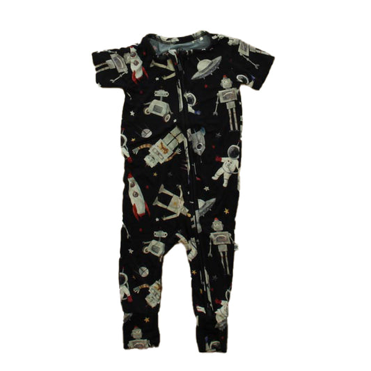 Bums & Roses Boys Navy Astronauts 1-piece Non-footed Pajamas Size: 9-12 Months