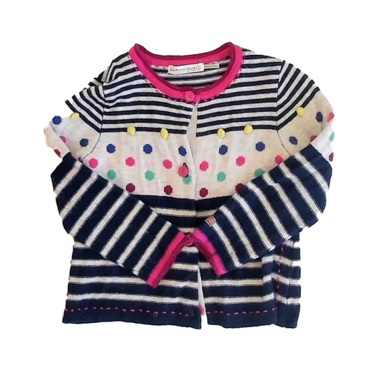 Deux par Deux Girls Navy | Beige Cardigan Size: 3T Navy | Beige