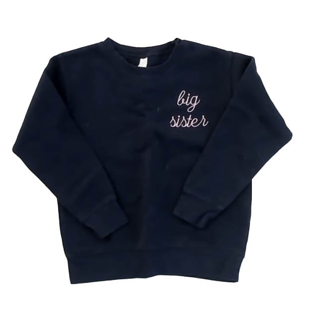 Rabbit Skins Girls Navy Big Sister Sweatshirt Size: 5-6 Years Navy Big Sister