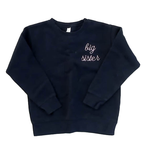 Rabbit Skins Girls Navy Big Sister Sweatshirt Size: 5-6 Years Navy Big Sister