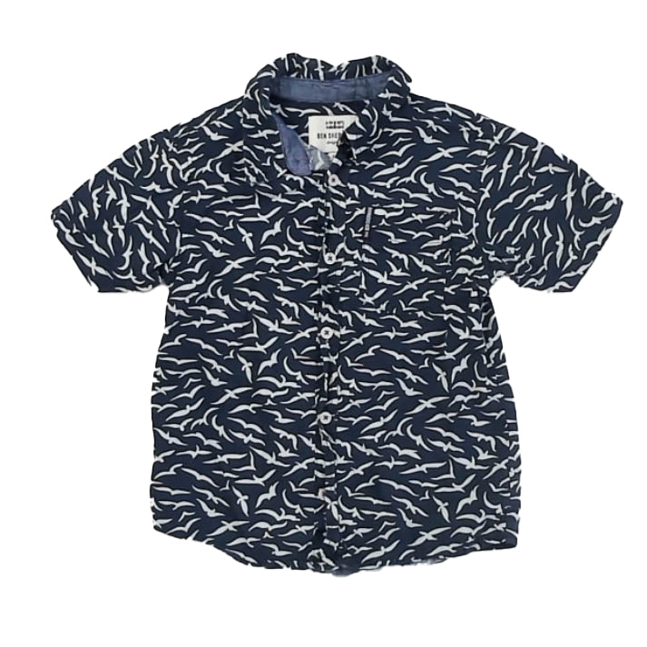 Ben Sherman Boys Navy Birds Button Down Short Sleeve Size: 5T Navy Birds