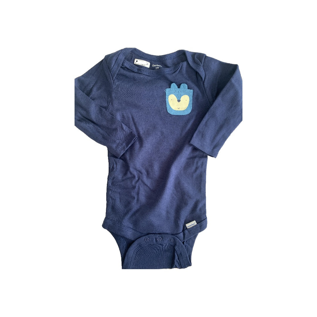 Gerber organic Boys Navy Blue | animals Onesie Size: 6-9 months Navy Blue | animals