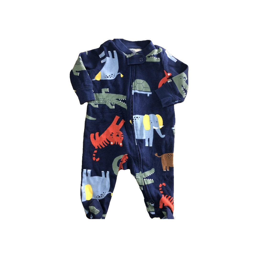 Carters Unisex Navy Blue | animals Pajamas Size: 3 months Navy Blue | animals