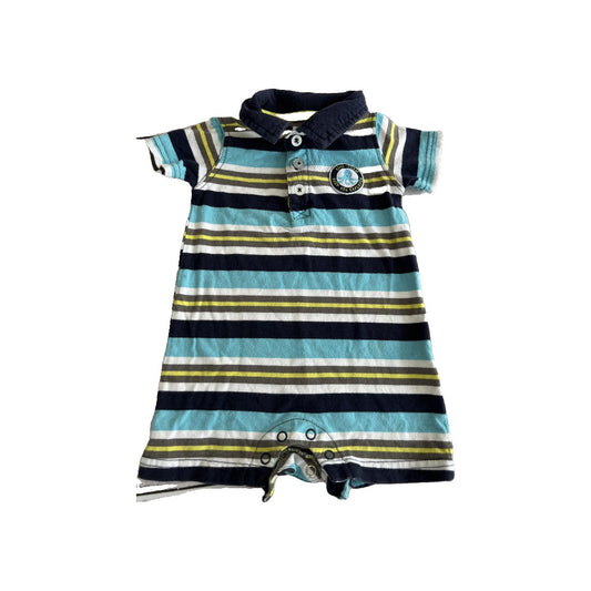 Carters Boys Navy Blue | Aqua | light green | Stripe Romper Size: 6 months Navy Blue | Aqua | light green | Stripe