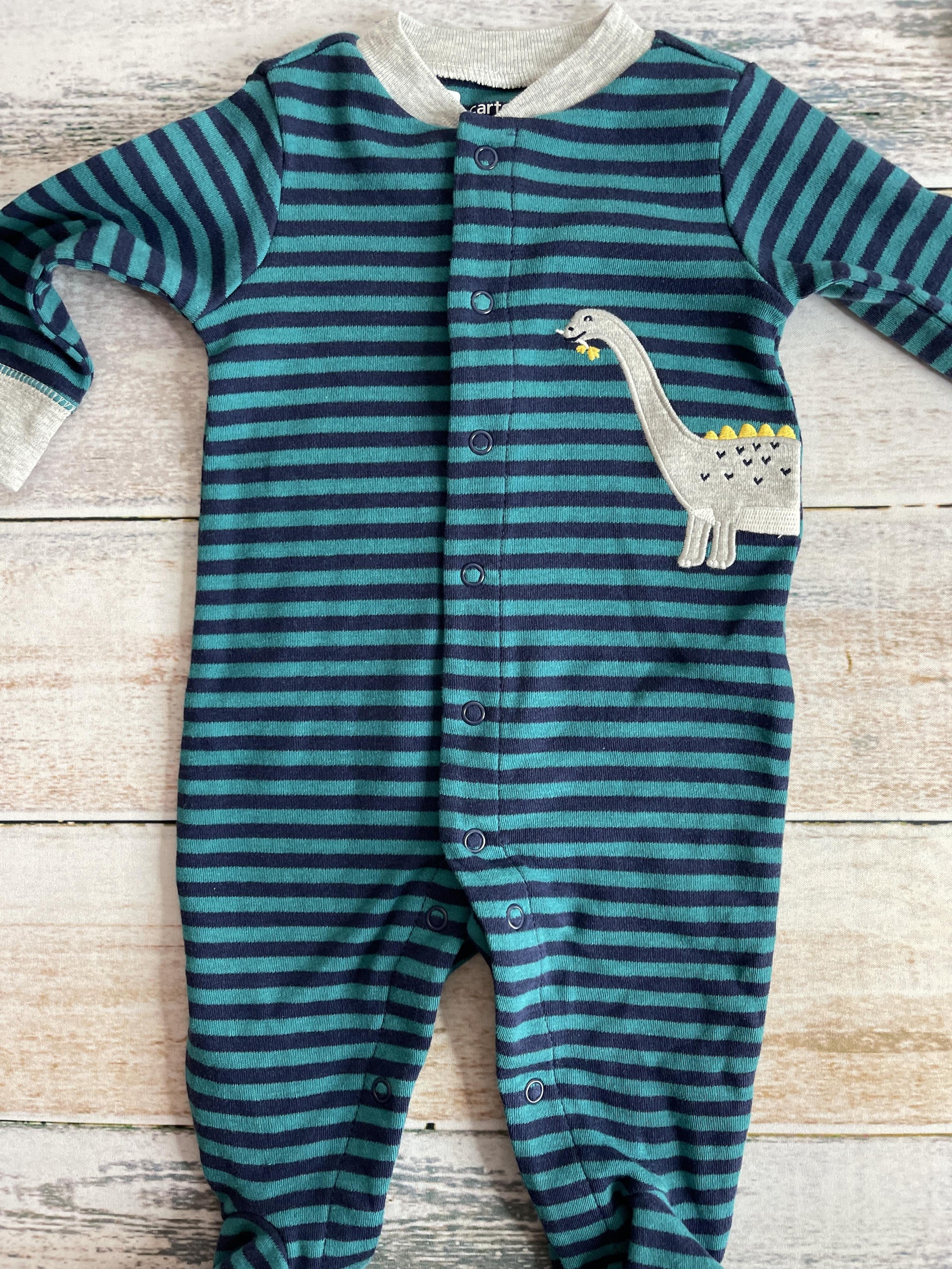 Carters Boys Navy Blue | Army Green | Stripe Pajamas Size: 3 months Navy Blue | Army Green | Stripe