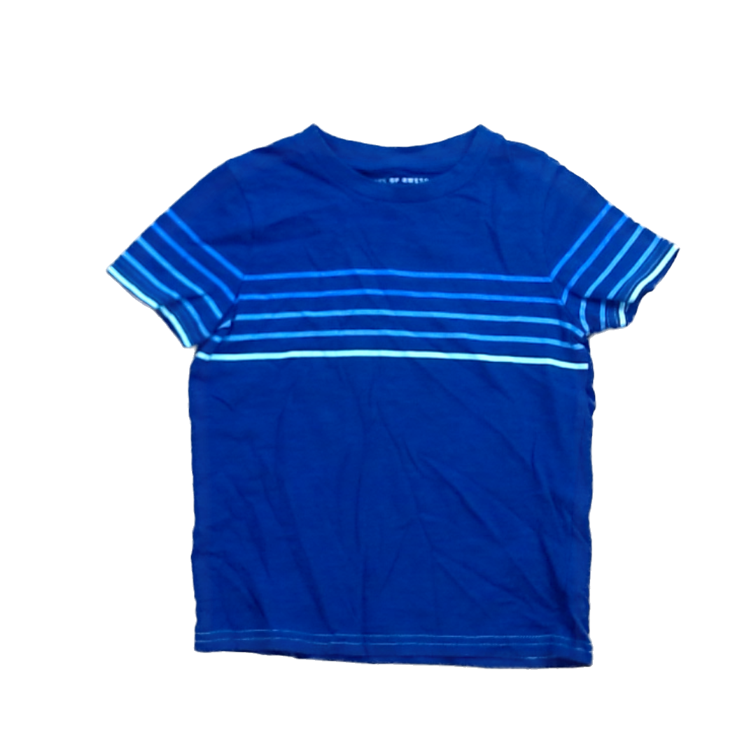 Rockets Of Awesome Boys Navy | Blue Chest and Arm Stripes T-Shirt Size: 5T Navy | Blue Chest and Arm Stripes
