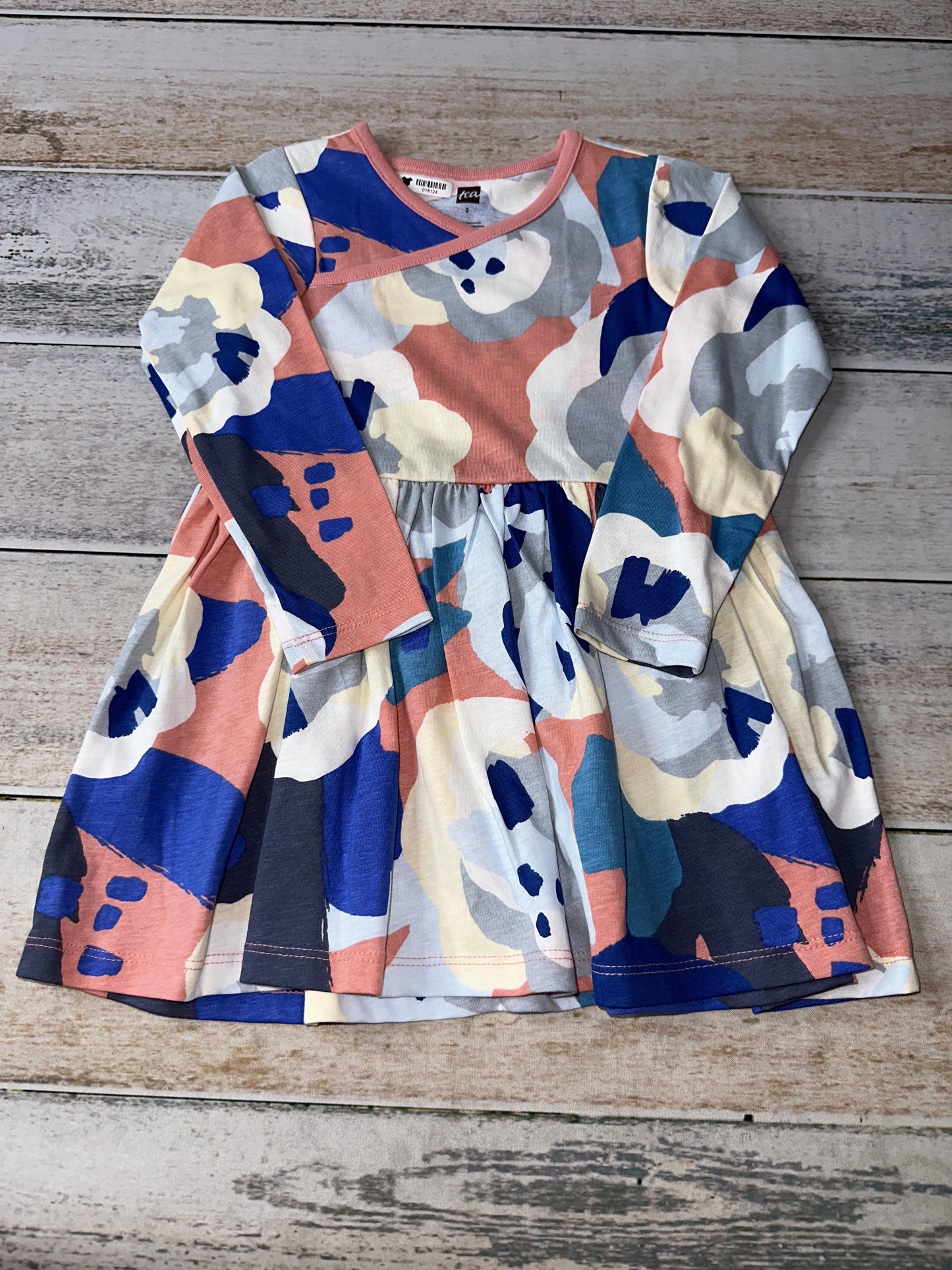 Tea Girls Navy Blue | Coral Dress Size: 2T Navy Blue | Coral