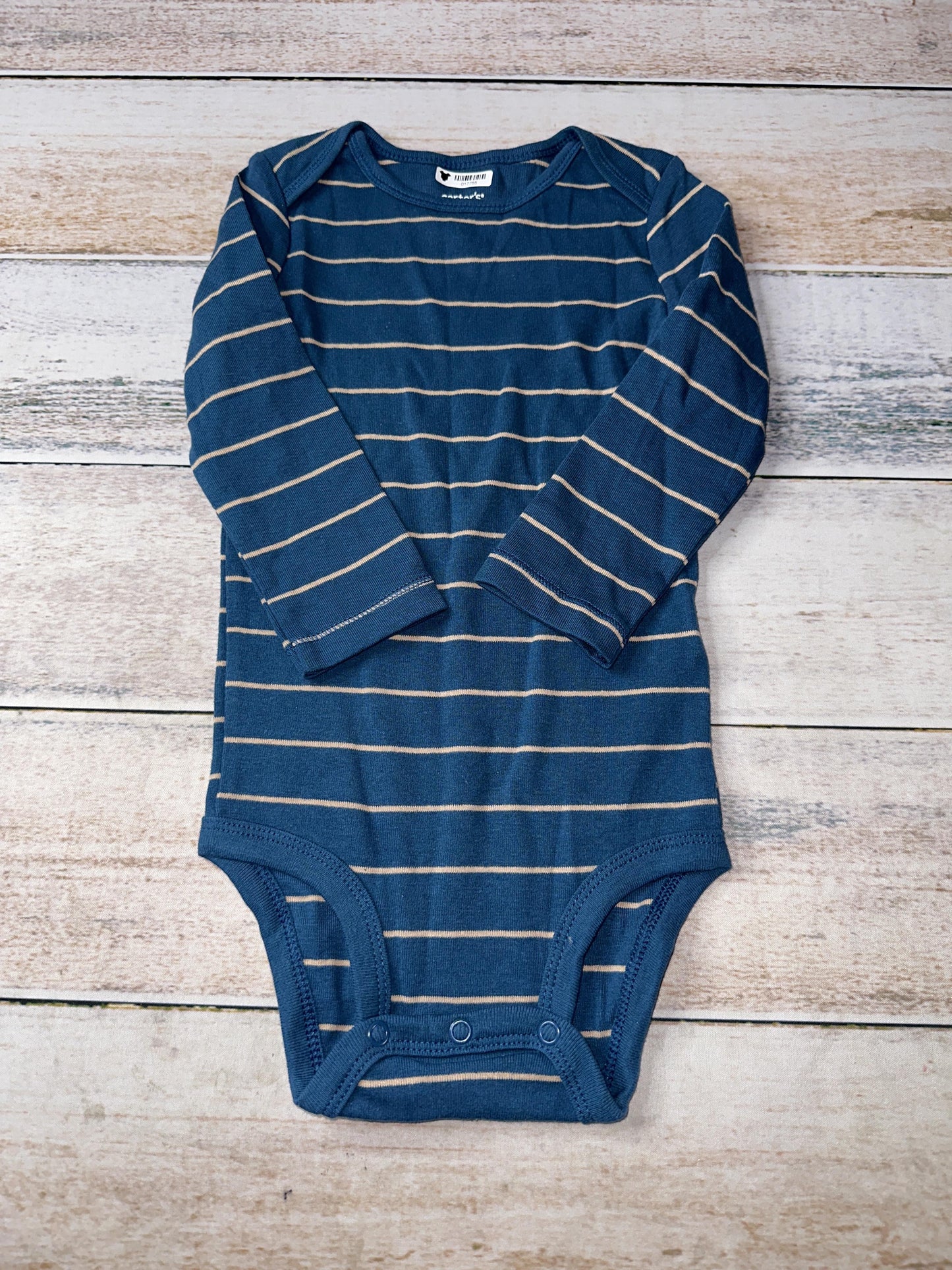 Carters Boys Navy Blue | cream | Striped Onesie Size: 18 months Navy Blue | cream | Striped