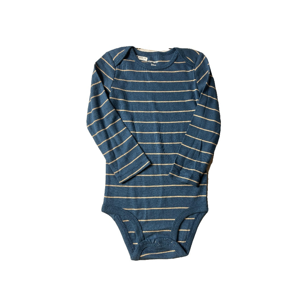 Carters Boys Navy Blue | cream Onesie Size: 24 months Navy Blue | cream