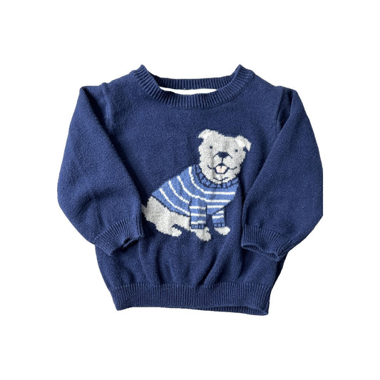 Boys Navy Blue | dog Sweater Size: 6-9 months Navy Blue | dog