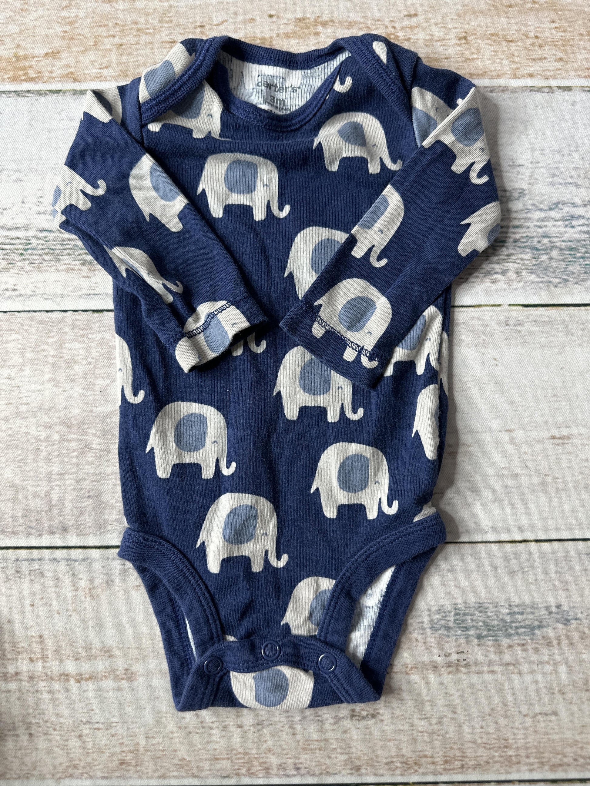Carters Unisex Navy Blue | Elephant Onesie Size: 0-3 months Navy Blue | Elephant