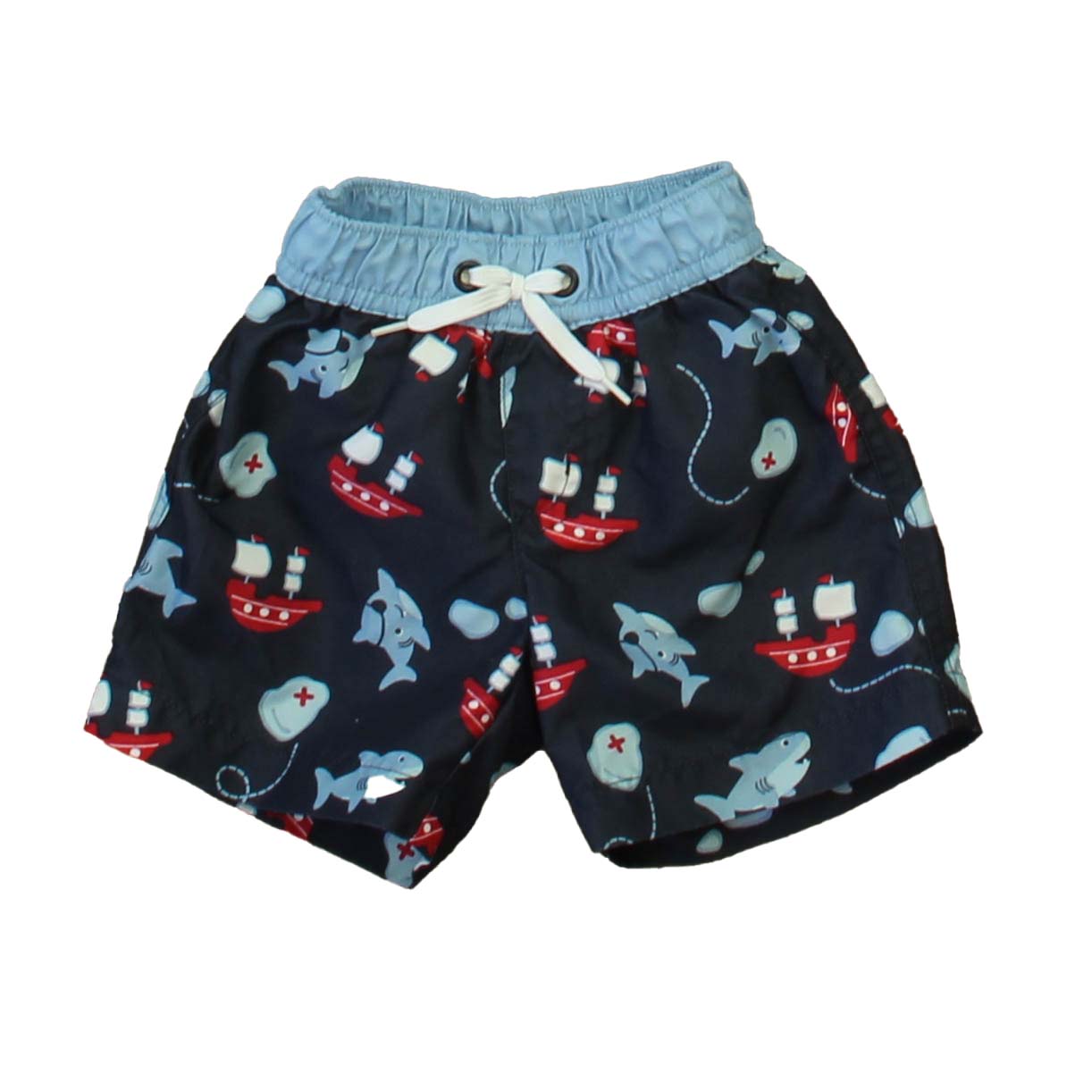 Gymboree Boys Navy | Blue Fish Trunks Size: 3-6 Months Navy | Blue Fish