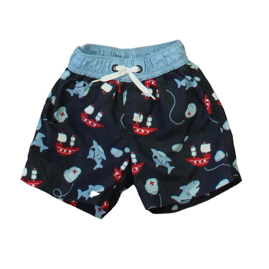 Gymboree Boys Navy | Blue Fish Trunks Size: 3-6 Months Navy | Blue Fish