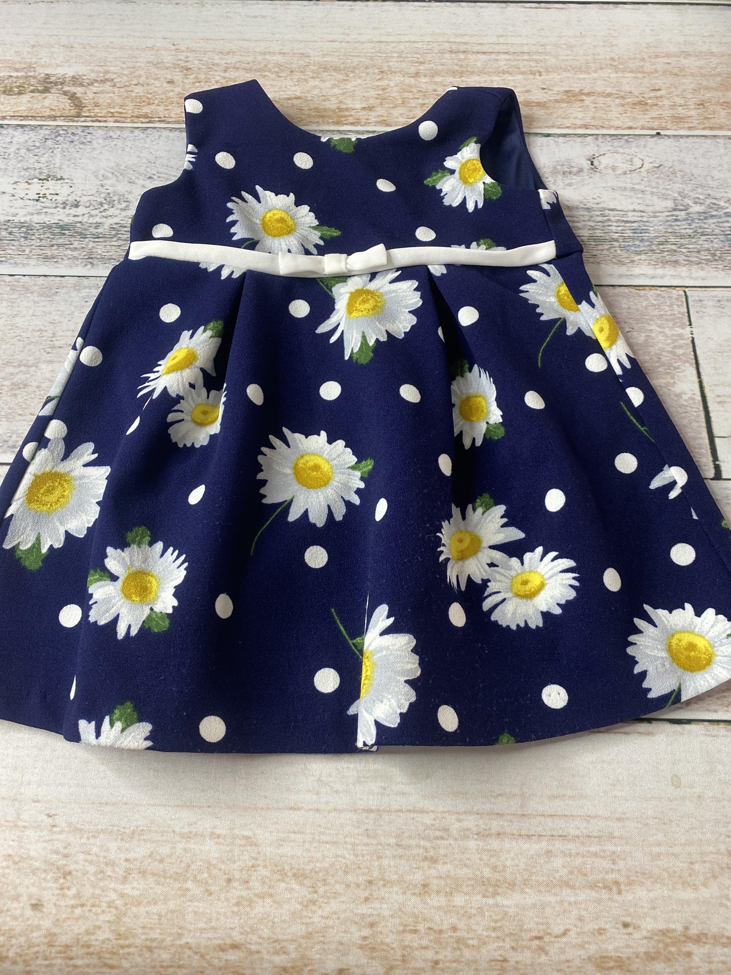 Bonnie Baby Girls Navy Blue | Flowers | White | Yellow Dress Size: 12M Navy Blue | Flowers | White | Yellow