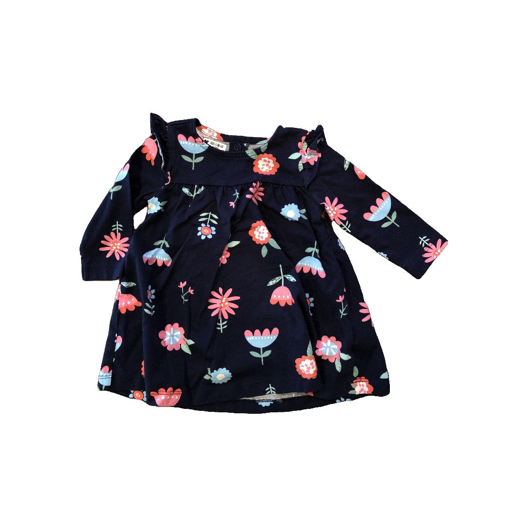 Carters Girls Navy Blue | Flowers Dress Size: 6 months Navy Blue | Flowers