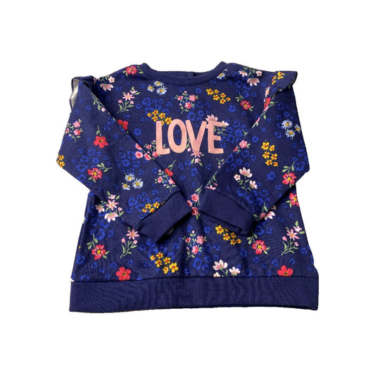 Little Me Girls Navy Blue | Flowers Sweater Size: 24 months Navy Blue | Flowers