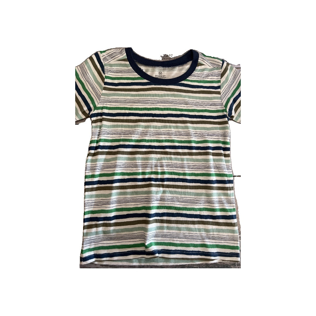 Honest co Boys Navy Blue | Forest Green | Stripe T-Shirt Size: 2T Navy Blue | Forest Green | Stripe