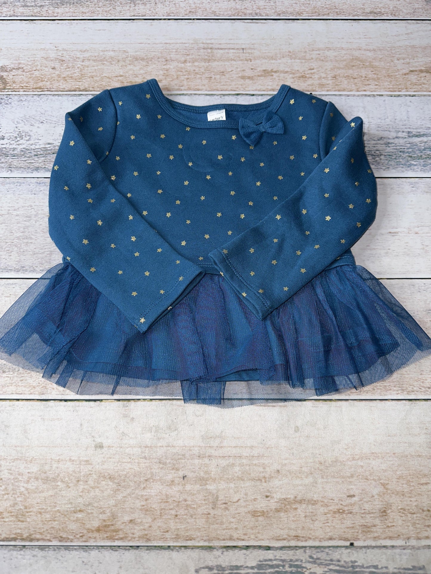 Carters Girls Navy Blue | Gold | Stars Long Sleeve Shirt Size: 2T Navy Blue | Gold | Stars