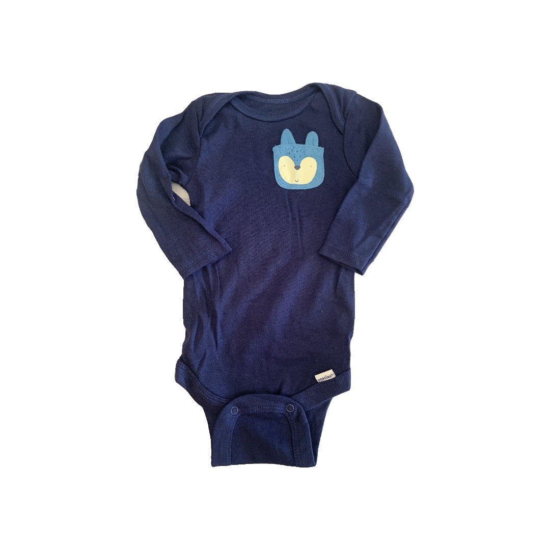 Gerber organic Boys Navy Blue | Graphic Onesie Size: 0-3 months Navy Blue | Graphic