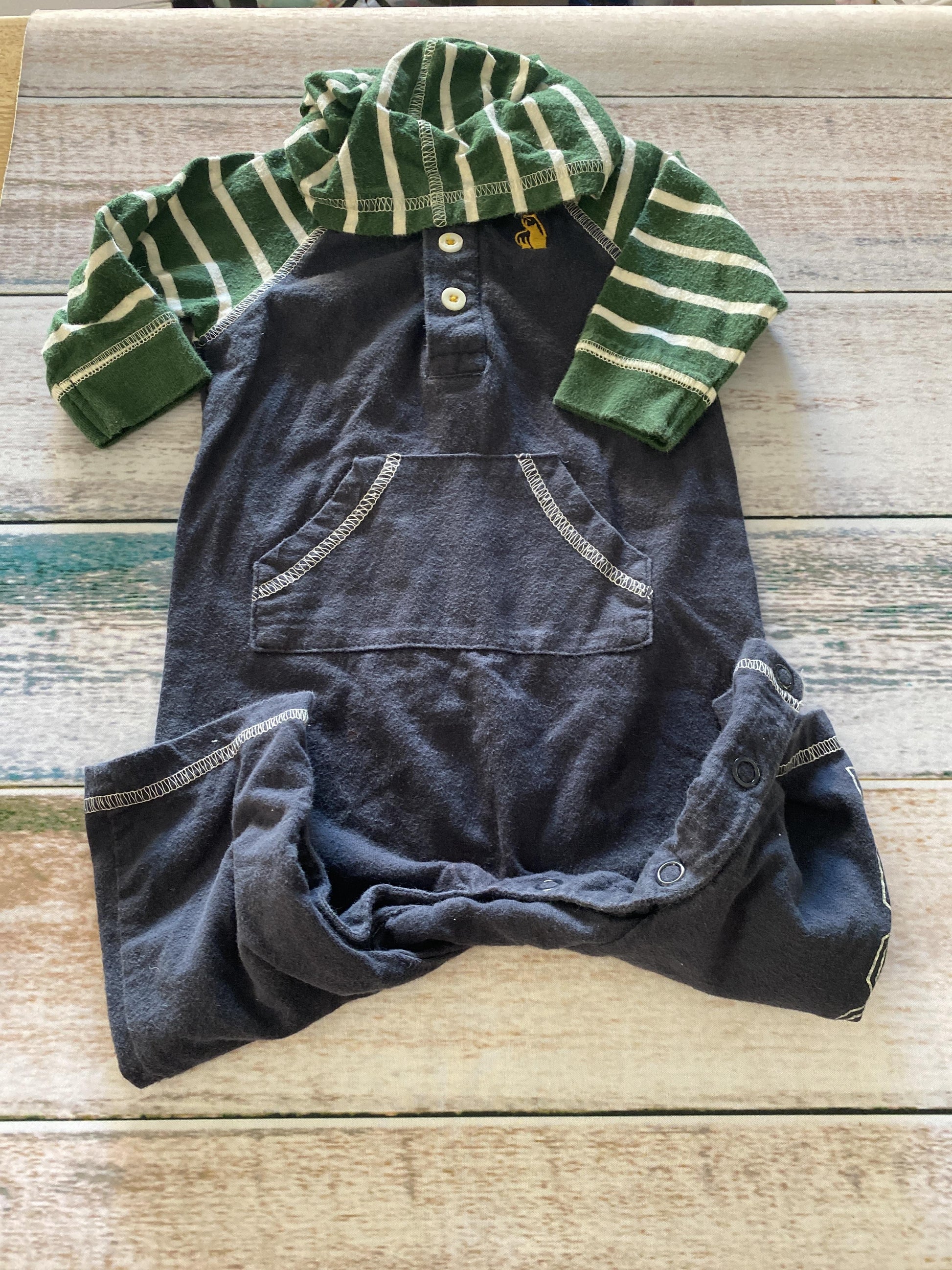 Rugged Bear Boys Navy Blue | green Long Sleeve Outfit Size: 6-9 months Navy Blue | green