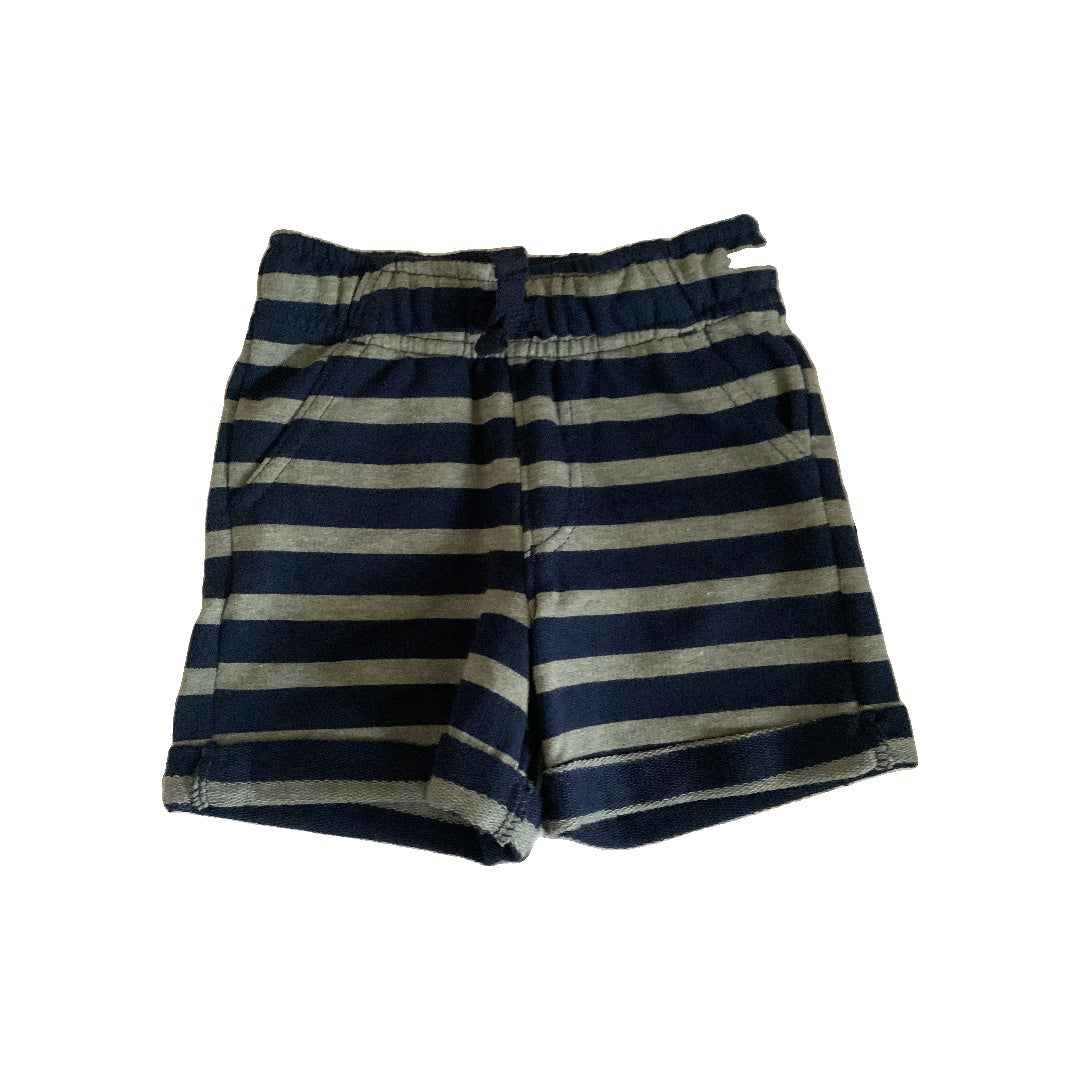 Cat & Jack Boys Navy Blue | Grey | Stripe Shorts Size: 12M Navy Blue | Grey | Stripe