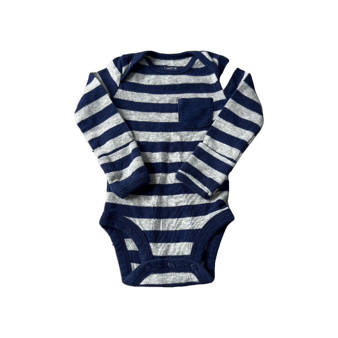 Carters Unisex Navy Blue | Grey | Striped Long Sleeve Outfit Size: Newborn Navy Blue | Grey | Striped