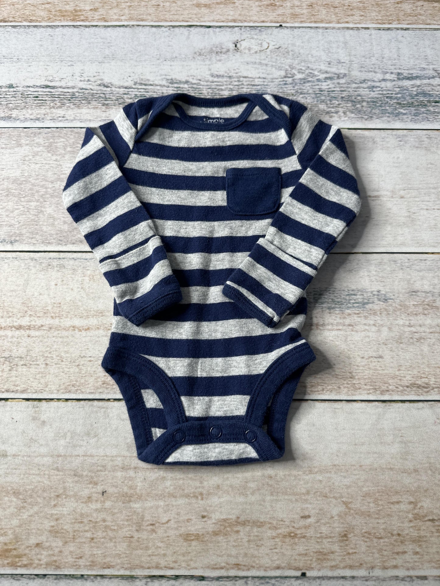 Carters Unisex Navy Blue | Grey | Striped Long Sleeve Outfit Size: Newborn Navy Blue | Grey | Striped