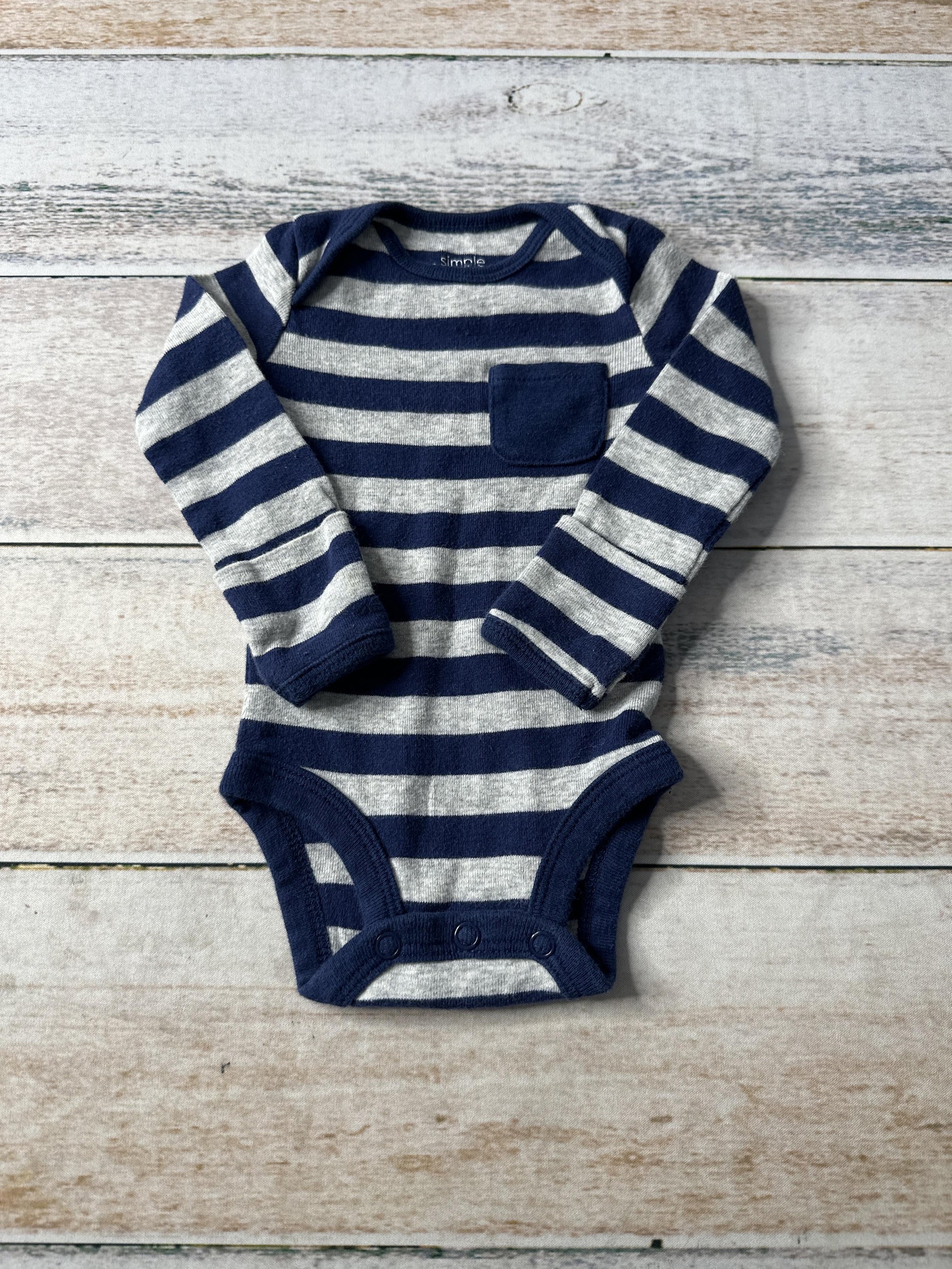 Carters Unisex Navy Blue | Grey | Striped Long Sleeve Outfit Size: Newborn Navy Blue | Grey | Striped