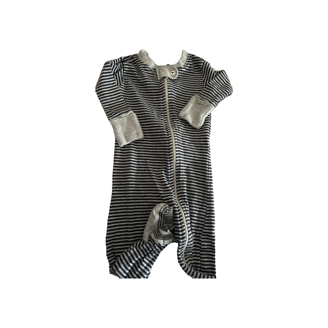 Burt's Bees Boys Navy Blue | Grey | Striped Pajamas Size: 0-3 months Navy Blue | Grey | Striped