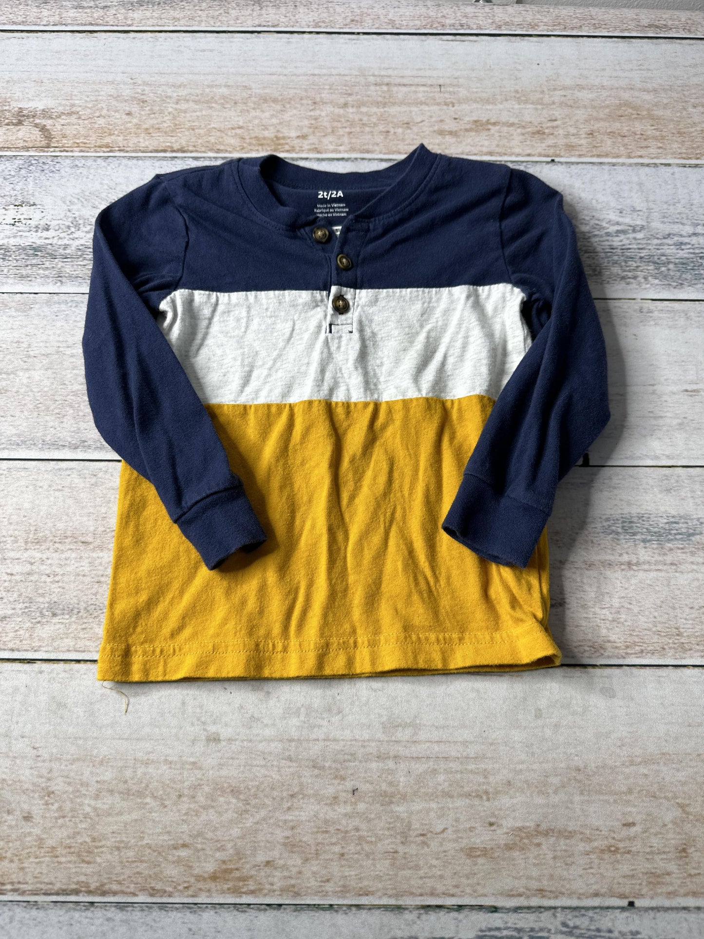 Carters Boys Navy Blue | Grey | Yellow Long Sleeve T-Shirt Size: 2T Navy Blue | Grey | Yellow