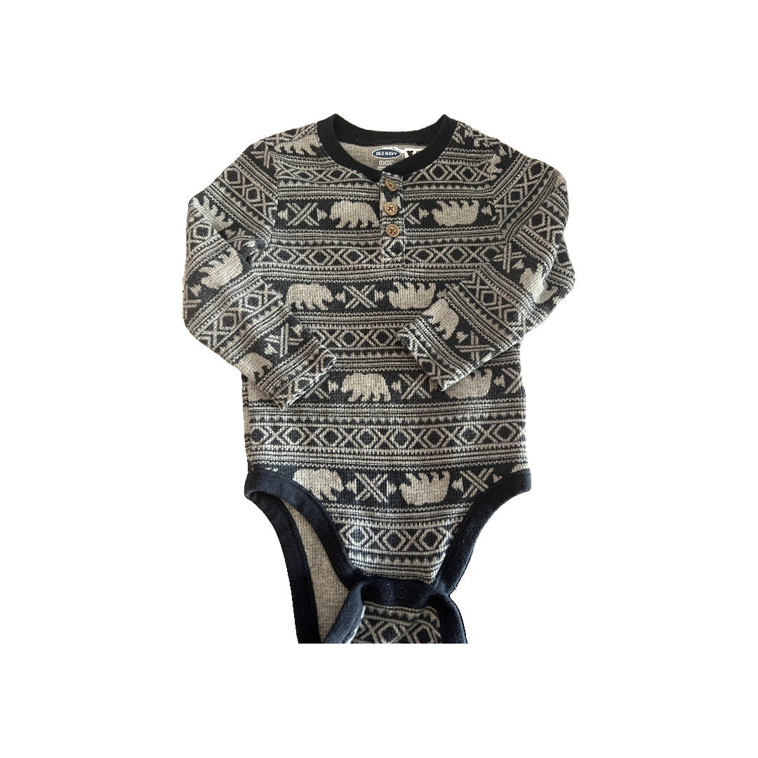 Old Navy Boys Navy Blue | Grey Onesie Size: 18 months Navy Blue | Grey