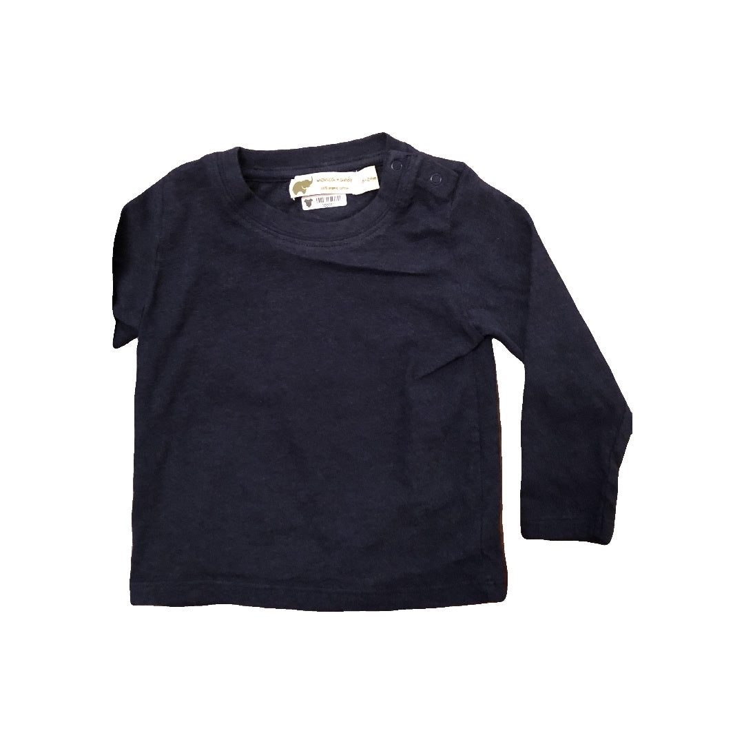 Monica + Andy Boys Navy Blue | Heather Long Sleeve T-Shirt Size: 18-24 months Navy Blue | Heather
