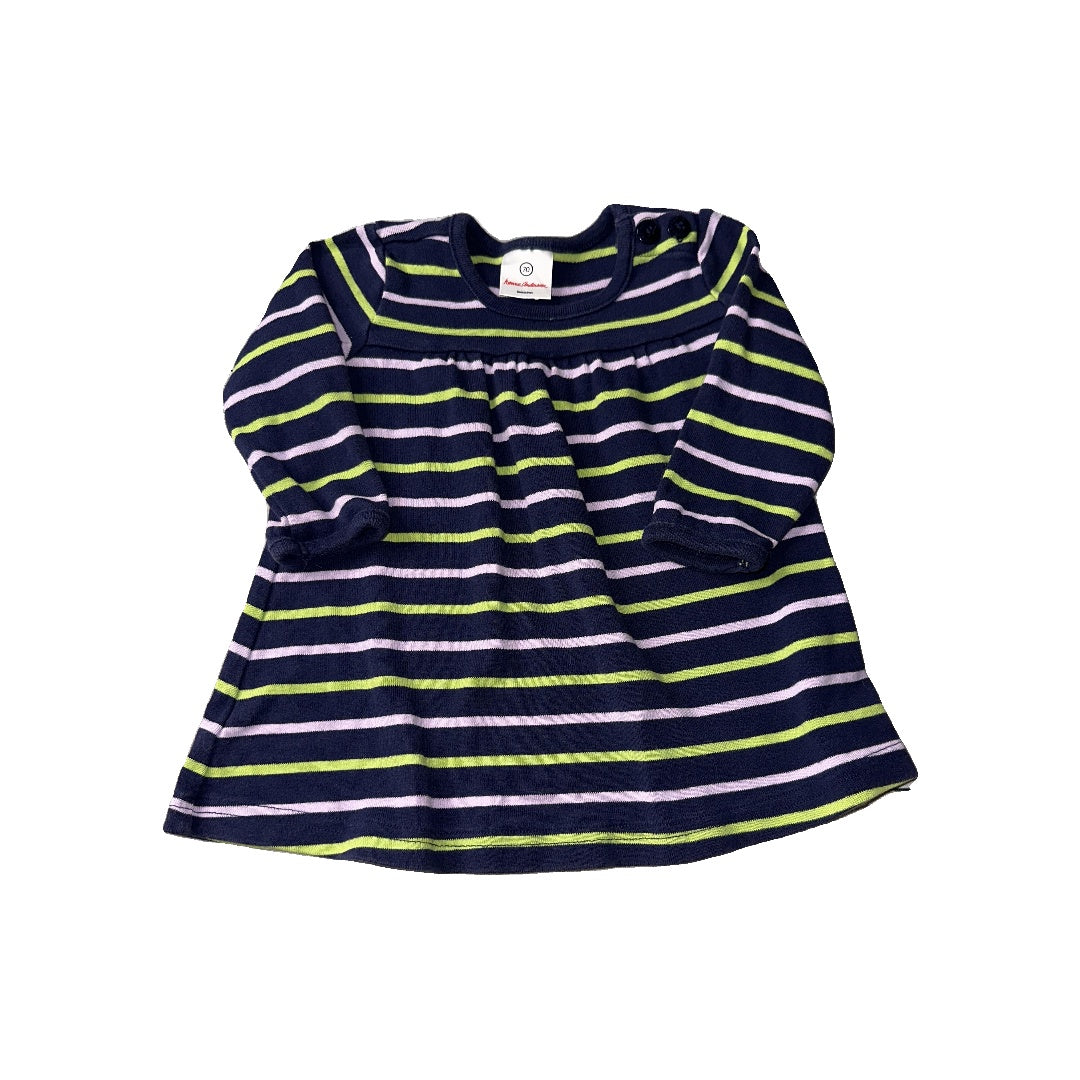 Hanna Andersson Girls Navy Blue | Indigo | light green | Stripe Dress Size: 12 months Navy Blue | Indigo | light green | Stripe