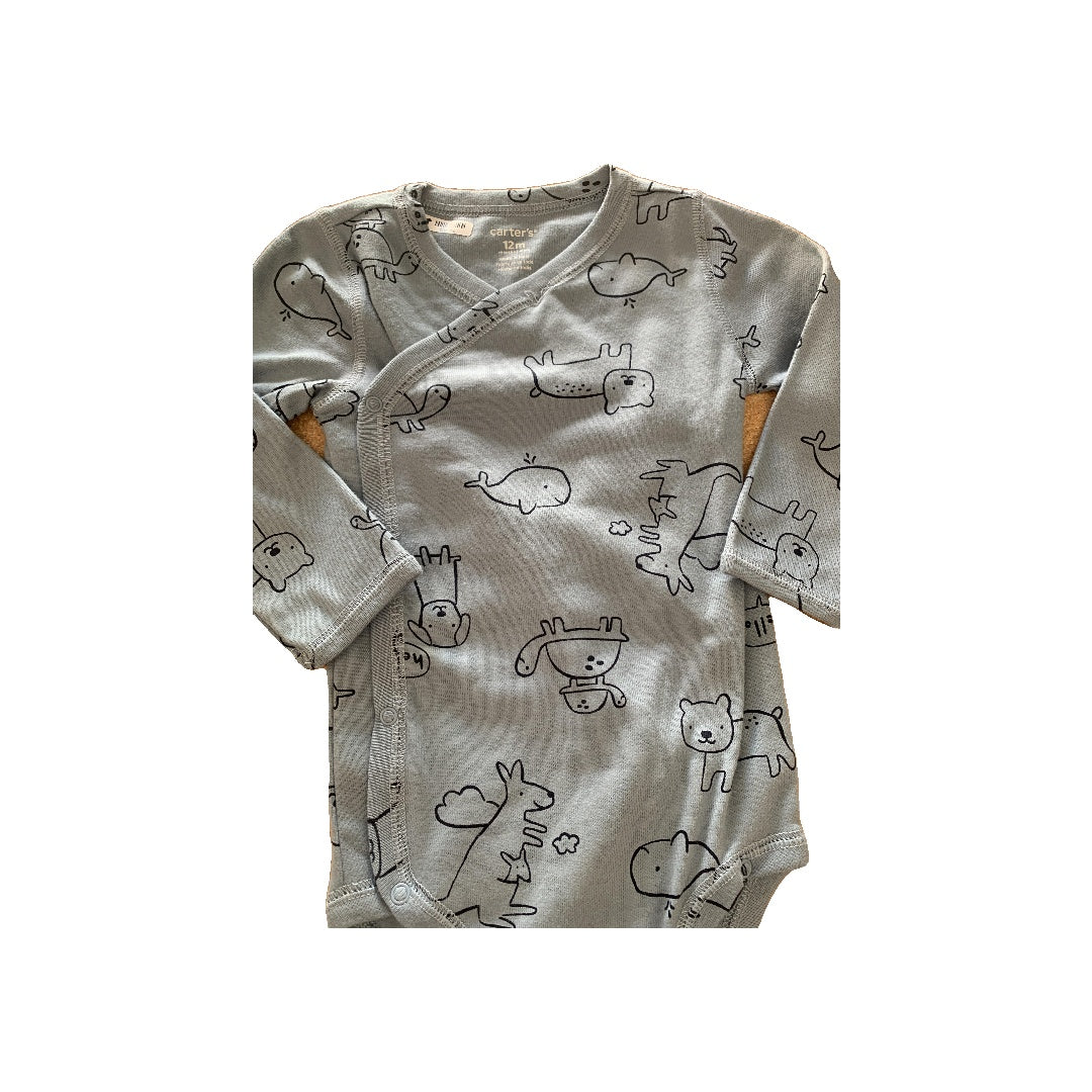 Carters Boys Navy Blue | Light Blue | animals Onesie Size: 9-12 Months Navy Blue | Light Blue | animals