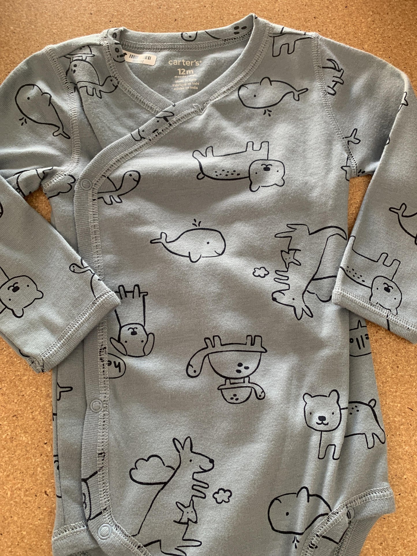 Carters Boys Navy Blue | Light Blue | animals Onesie Size: 9-12 Months Navy Blue | Light Blue | animals