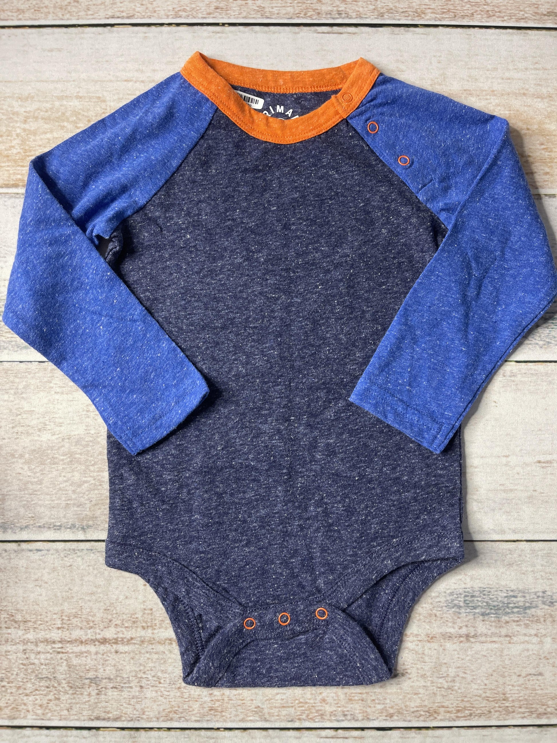 Primary Boys Navy Blue | Light Blue | orange Onesie Size: 18 months Navy Blue | Light Blue | orange