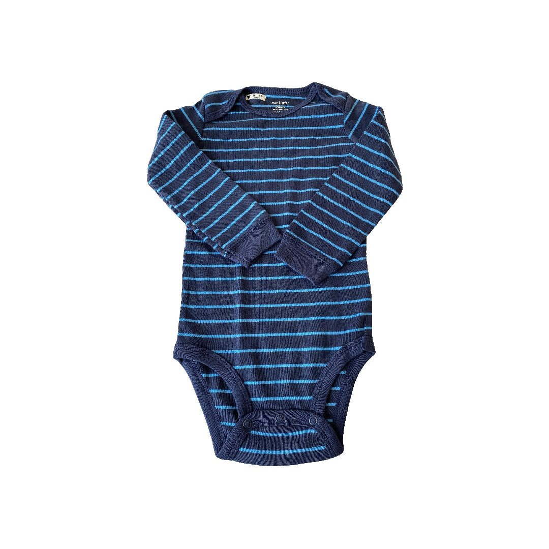 Carters Boys Navy Blue | Light Blue | Stripe Onesie Size: 24 months Navy Blue | Light Blue | Stripe