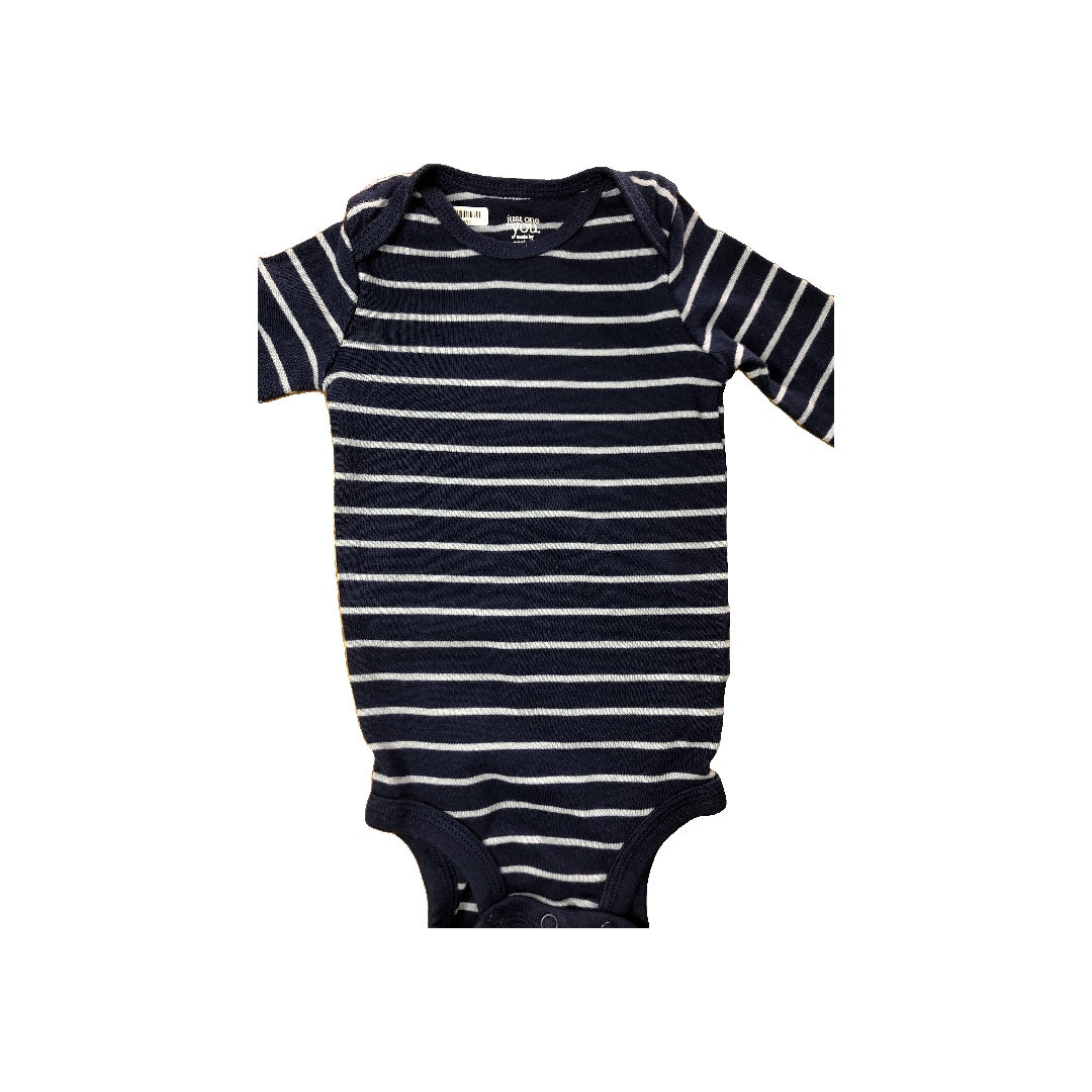 Carters Unisex Navy Blue | Light Blue | Striped Onesie Size: 9 months Navy Blue | Light Blue | Striped