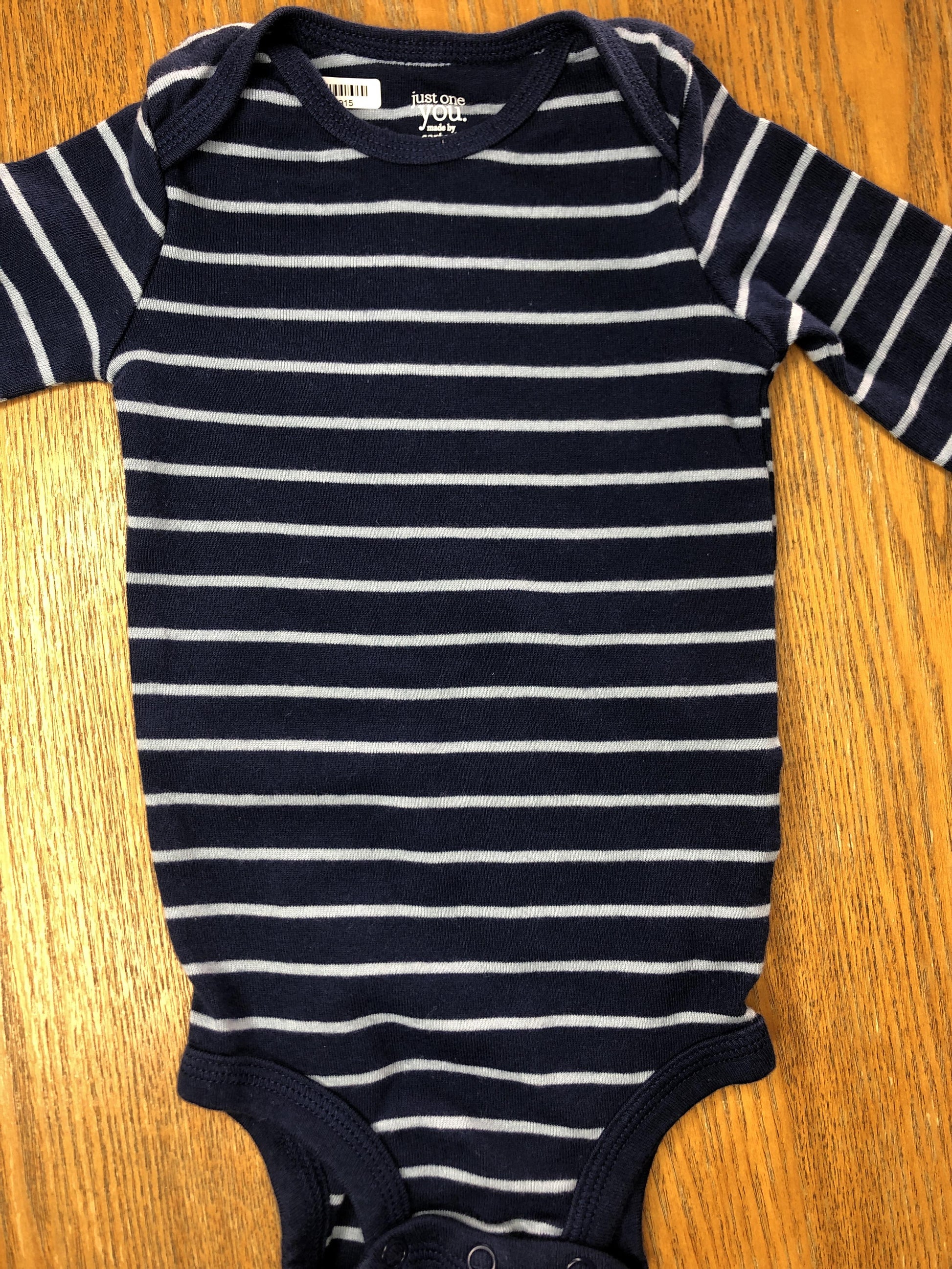Carters Unisex Navy Blue | Light Blue | Striped Onesie Size: 9 months Navy Blue | Light Blue | Striped