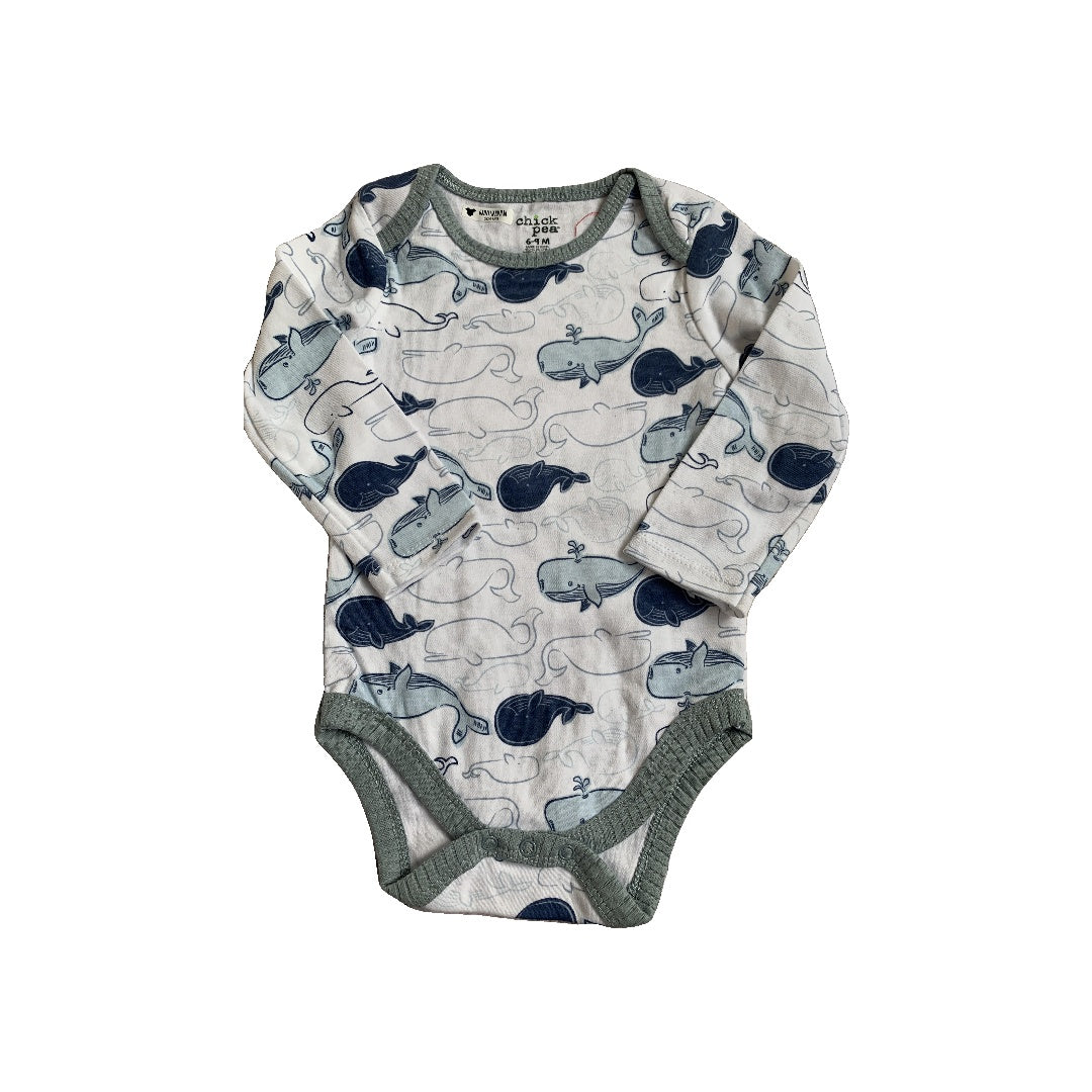 Chick Pea Boys Navy Blue | Light Blue | whales | Sea Animals Onesie Size: 6-9 months Navy Blue | Light Blue | whales | Sea Animals