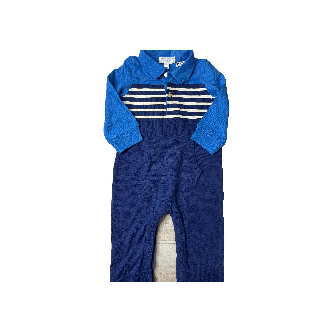 Rockets of Awesome Boys Navy Blue | Light Blue | White | Stripe Long Sleeve Outfit Size: 6-12 months Navy Blue | Light Blue | White | Stripe