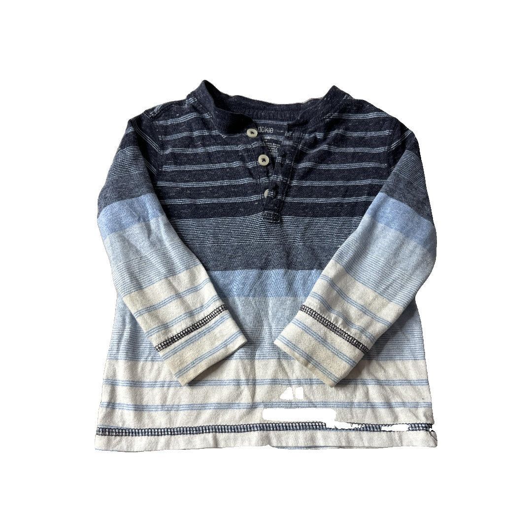 Okie Dokie Boys Navy Blue | Light Blue | White | Striped Long Sleeve T-Shirt Size: 2 years Navy Blue | Light Blue | White | Striped