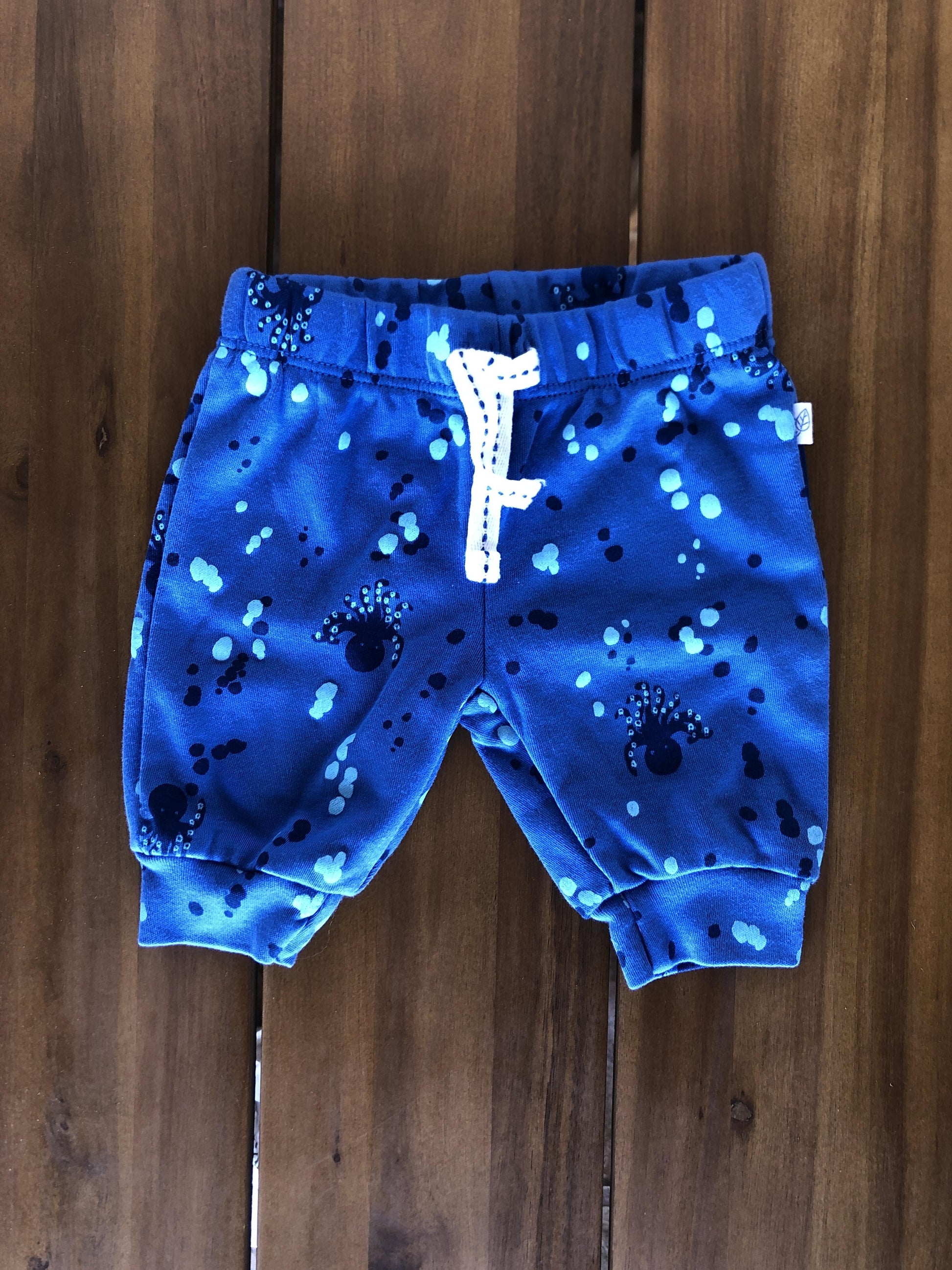 Oliver & Rain Girls Navy Blue | Light Blue Pants Size: Newborn Navy Blue | Light Blue