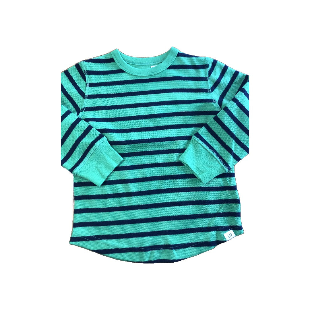 Gap Boys Navy Blue | light green | Striped Long Sleeve T-Shirt Size: 2T Navy Blue | light green | Striped